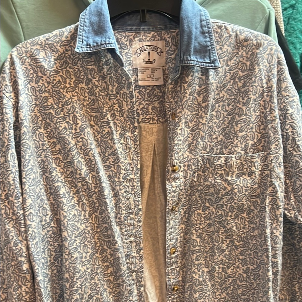 Vintage Solutions Original Long Sleeve Shirt Blue/White Floral  S